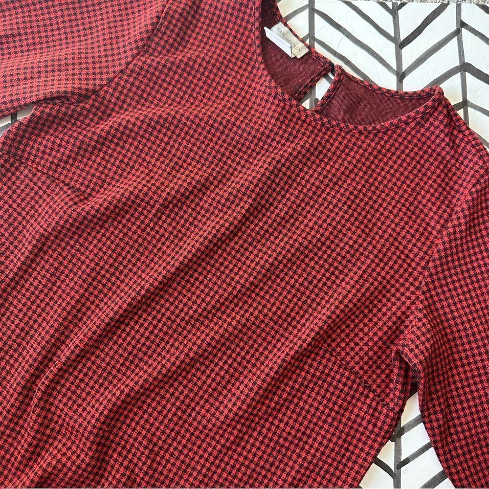 Van Heusen Red and Black Plaid 3/4 Top